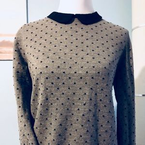 ELLE Mock Layer Top Grey/Black polka dots (L)